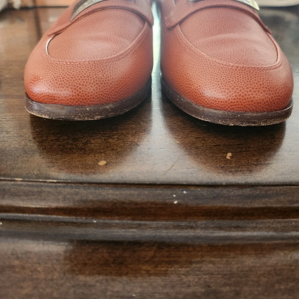 Chanel Orange Pebble Grain Leather Vintage Loafers size 36